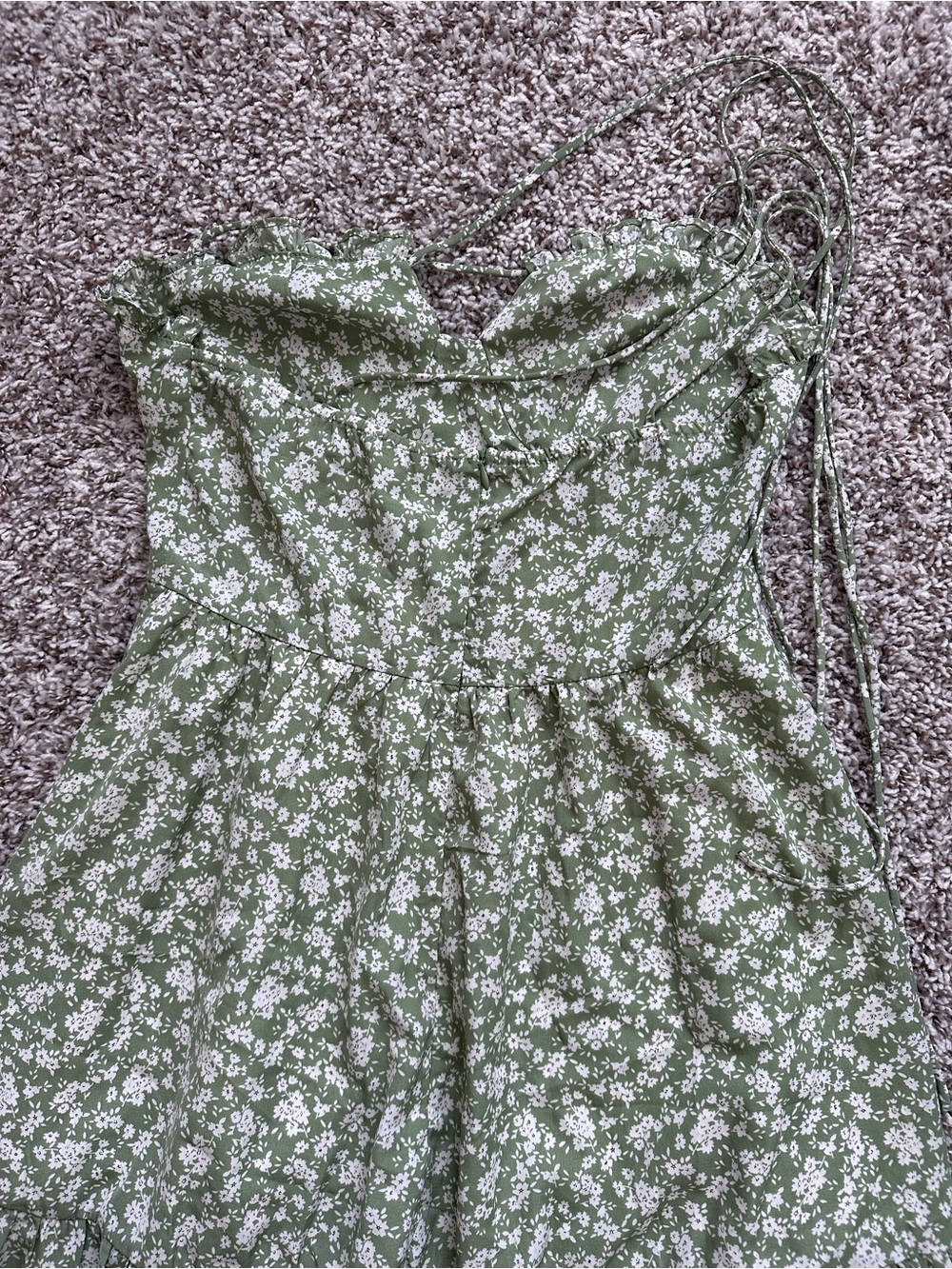 NWT! Cider Olive Green Mini Dress with White Floral Print - Picture 8 of 10